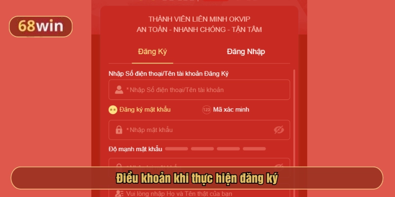 Điều khoản khi thực hiện đăng ký