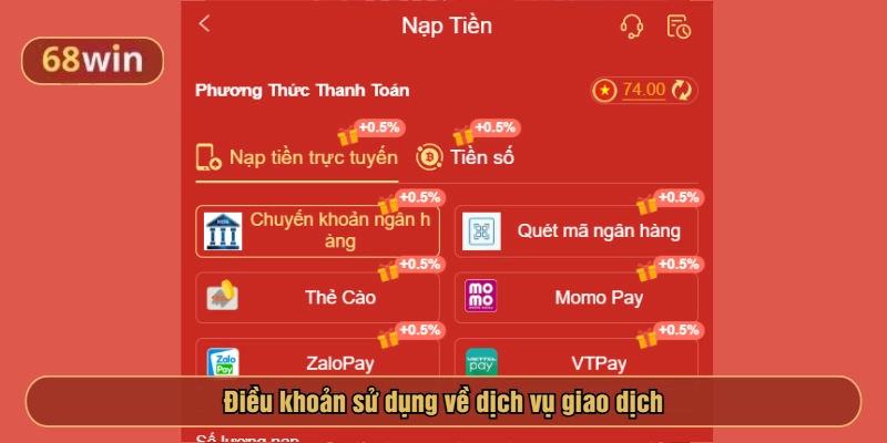 Điều khoản sử dụng về dịch vụ giao dịch