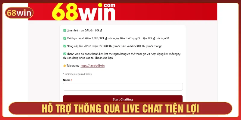 Hỗ trợ liên hệ CSKH qua live chat trên giao diện website