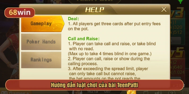 Hướng dẫn luật chơi của bài TeenPatti