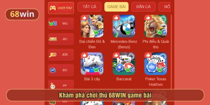 Khám phá chơi thử 68WIN game bài